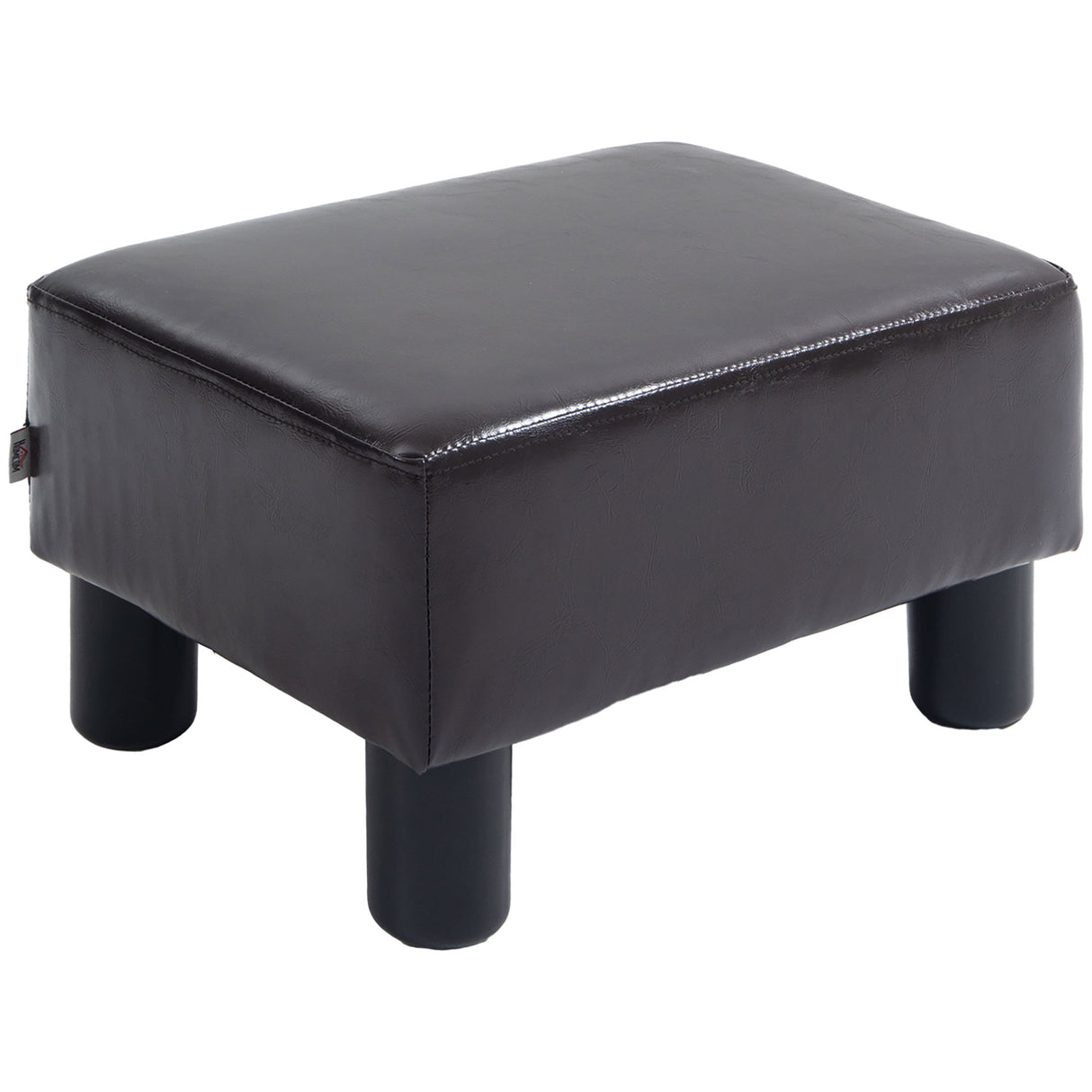 Faux Leather Footstool 40cm Wide With Plastic Legs - Velmora