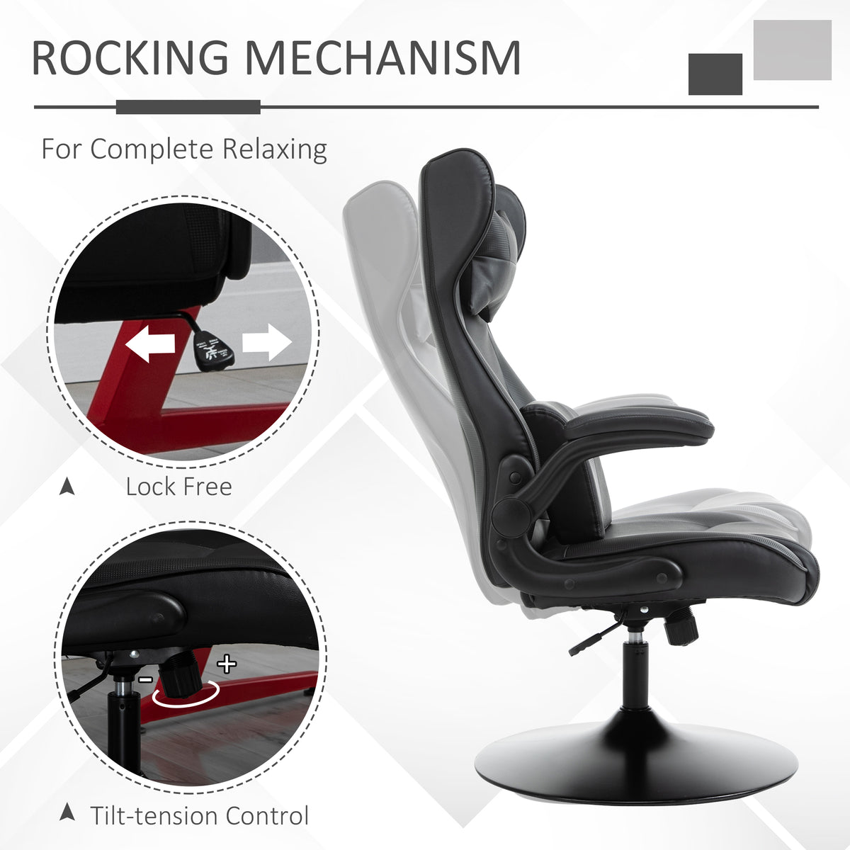 Faux Leather Gaming Chair 67cm Wide With Headrest And Flip-up Armrest - Velmora