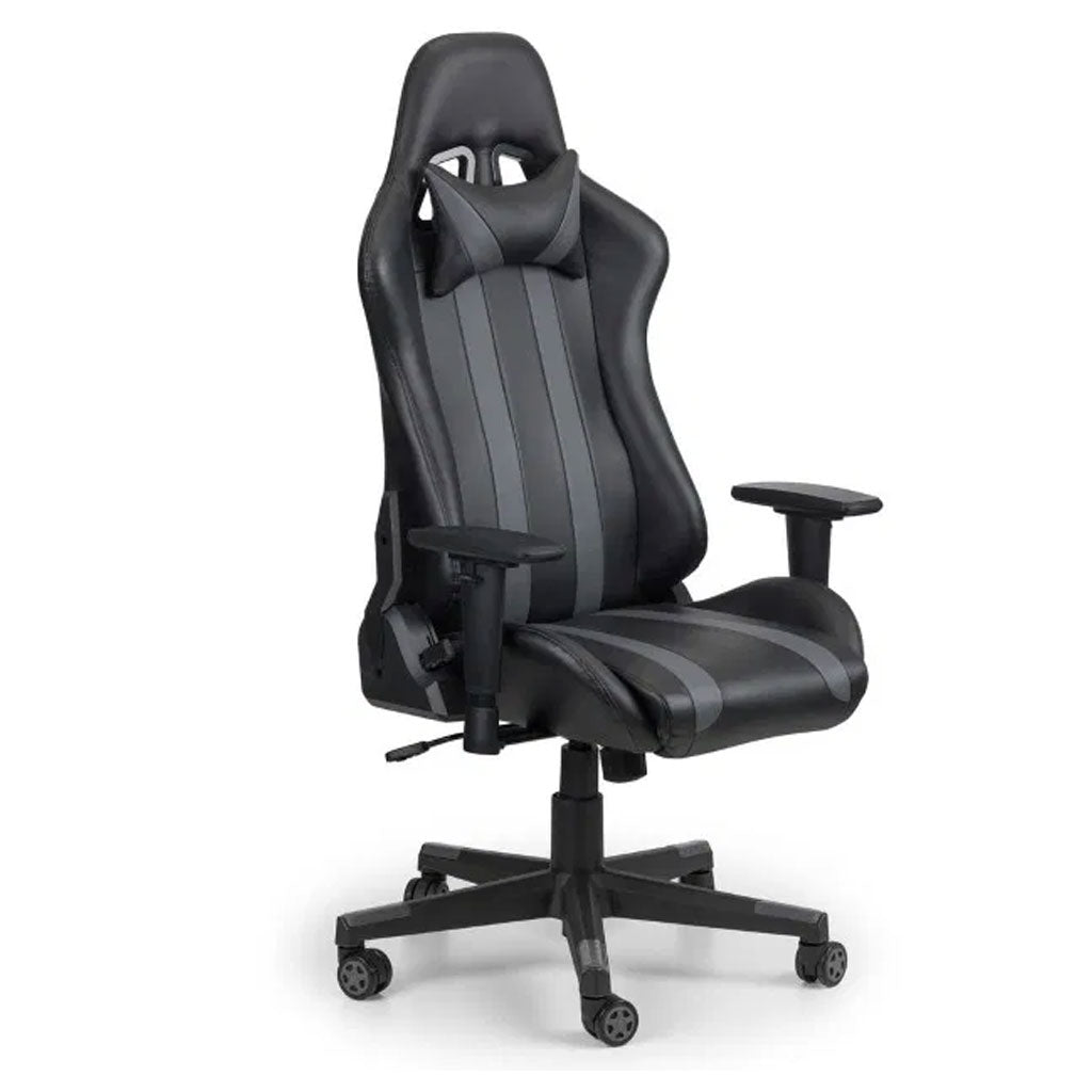 Faux Leather Gaming Chair With Grey Accents - Meteor