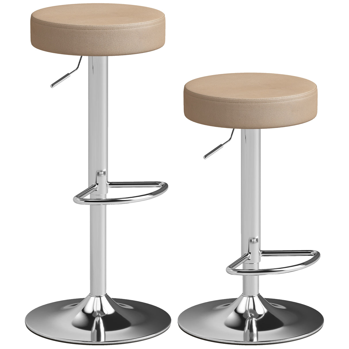 Faux Leather Height Adjustable Breakfast Bar Stools in Set Of 2 - Velmora