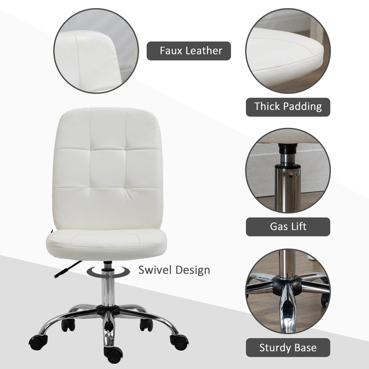 Faux Leather Home And Office Chair 45cm Wide - Velmora