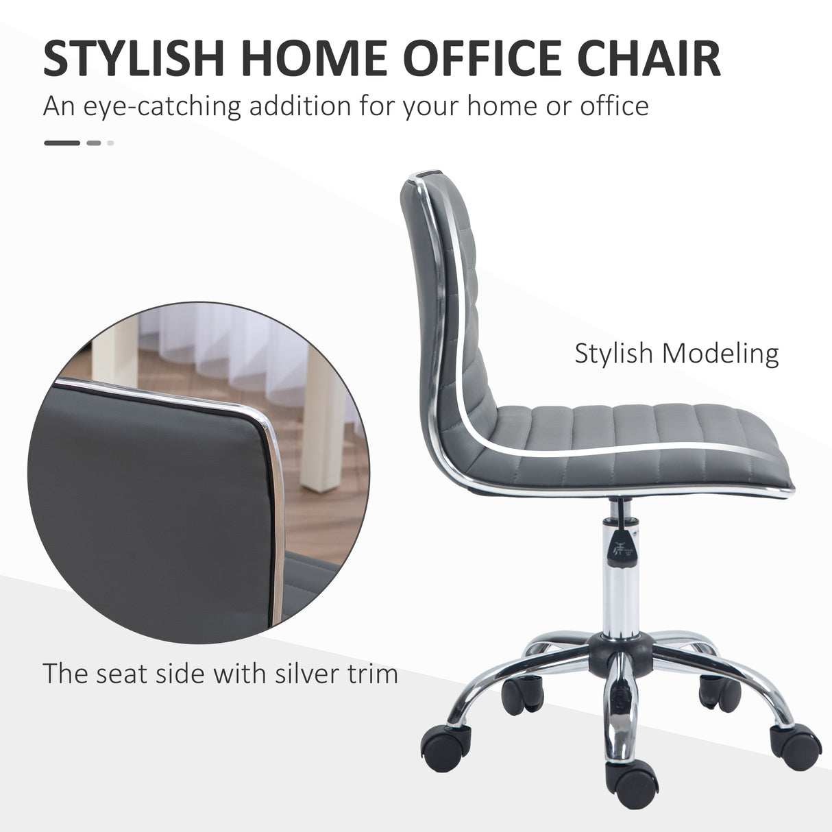 Faux Leather Home And Office Chair 48cm Wide With Armless - Velmora