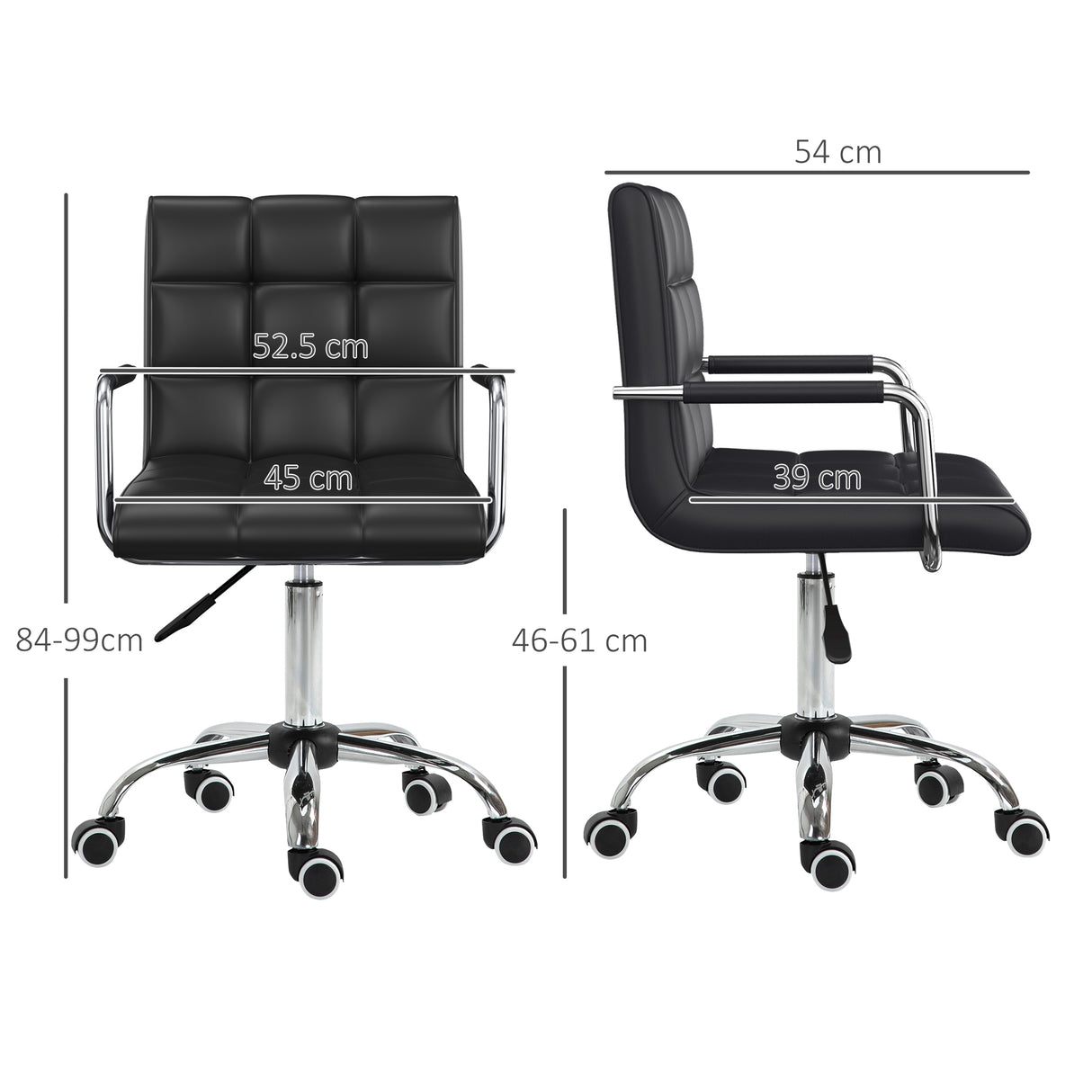 Faux Leather Home And Office Chair 52.5cm Wide - Velmora