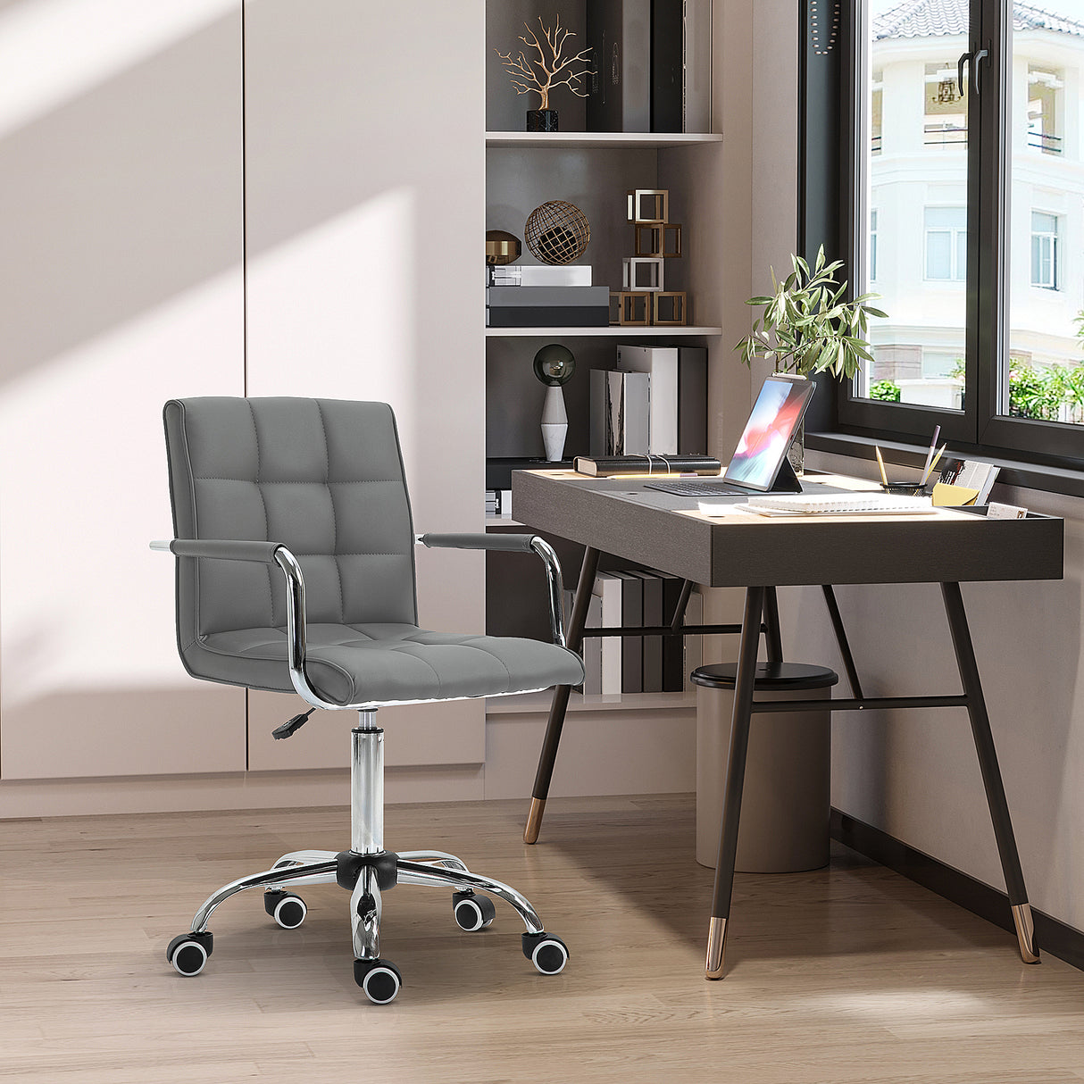 Faux Leather Home And Office Chair 52.5cm Wide - Velmora