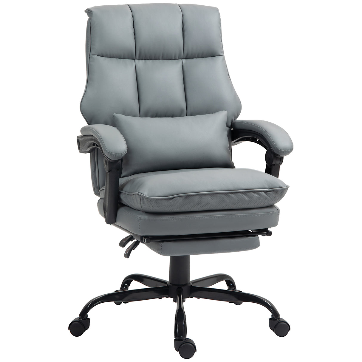 Faux Leather Home And Office Chair 62cm Wide With Footrest - Velmora