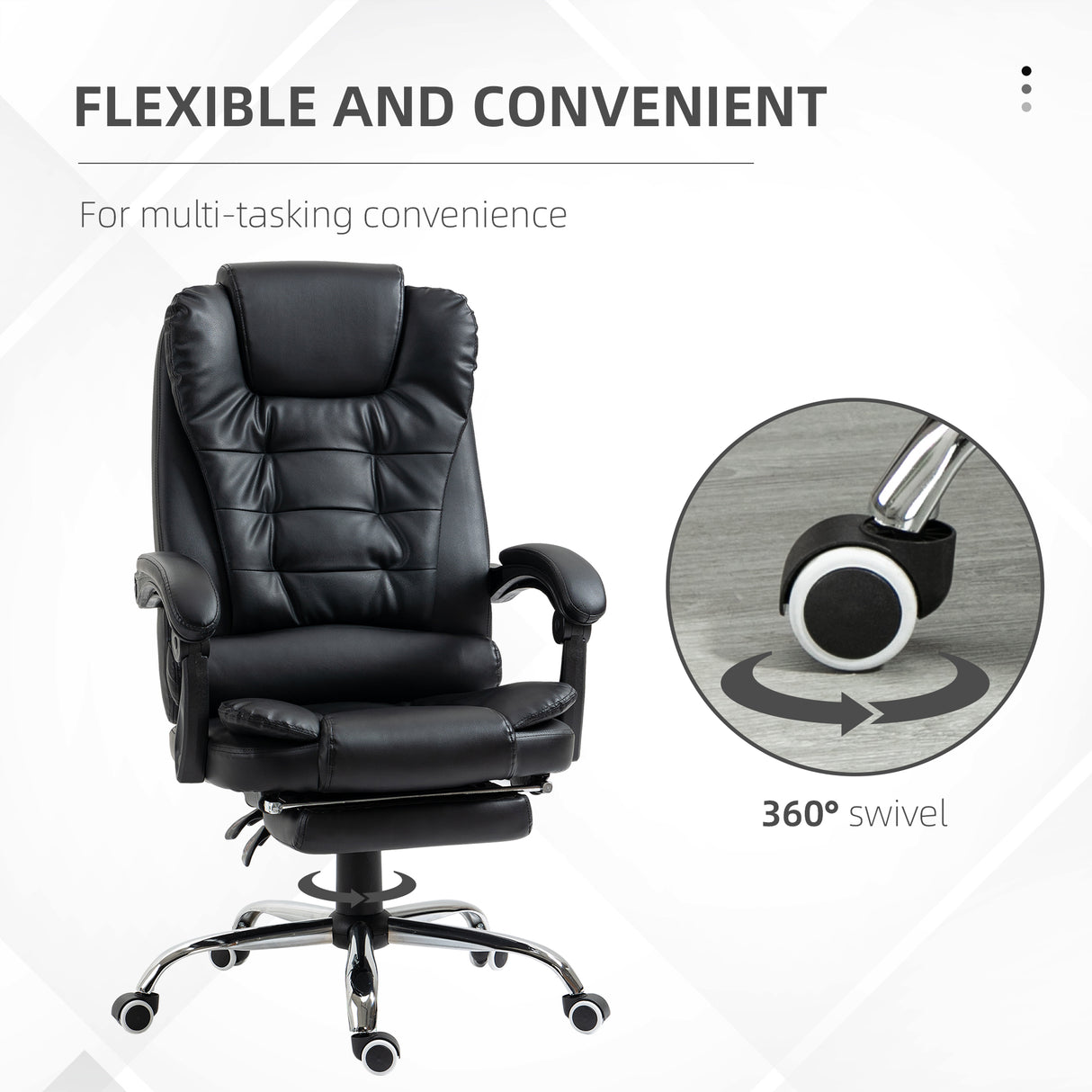Faux Leather Home And Office Chair 64.5cm Wide With Footrest - Velmora