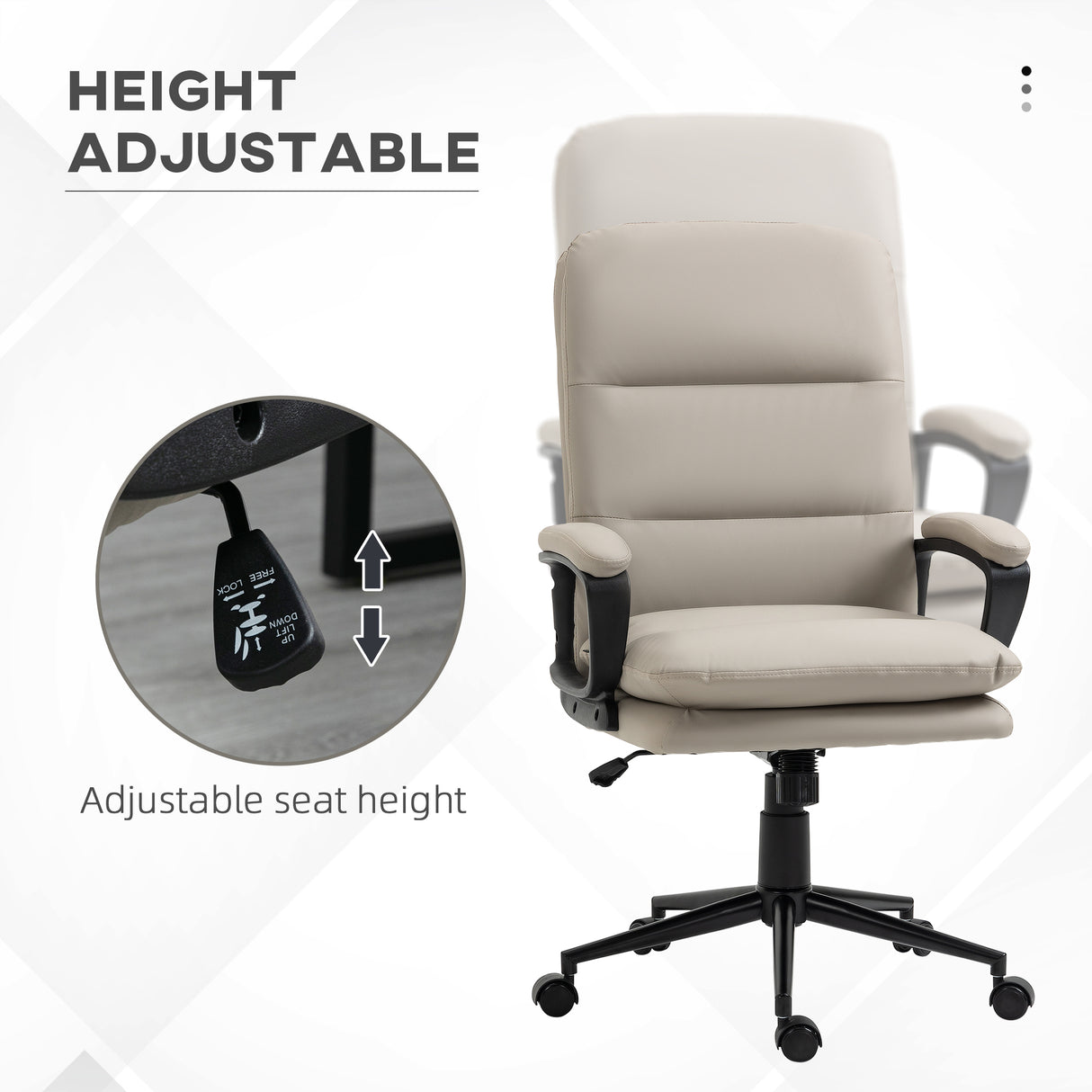 Faux Leather Home And Office Chair 64cm Wide With Adjustable Height - Velmora