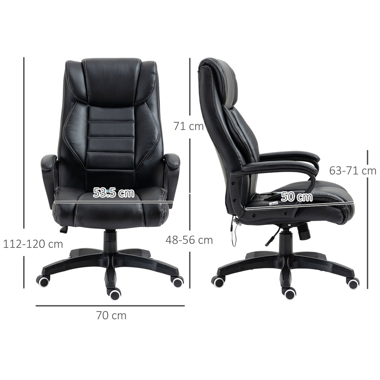 Faux Leather Home And Office Chair 64cm Wide With Armrest - Velmora