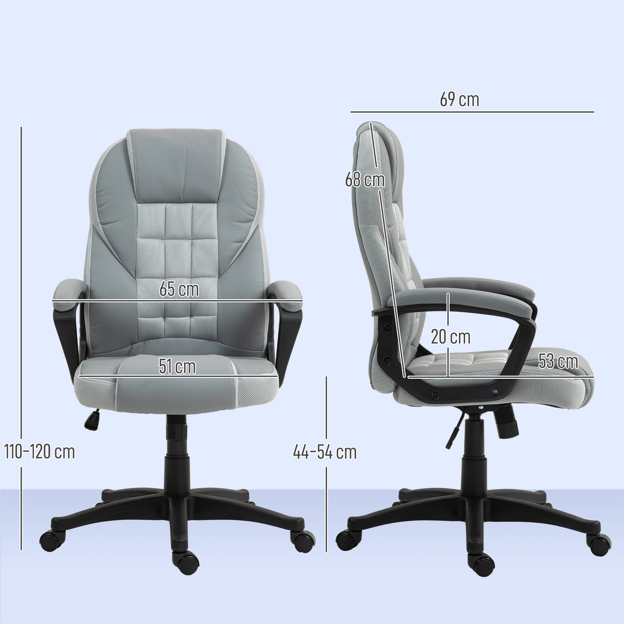 Faux Leather Home And Office Chair 65cm Wide With Castors - Velmora