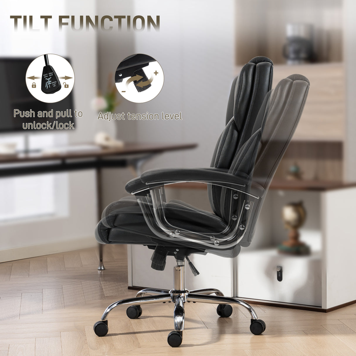 Faux Leather Home And Office Chair 65cm Wide With Spring Cushion - Velmora