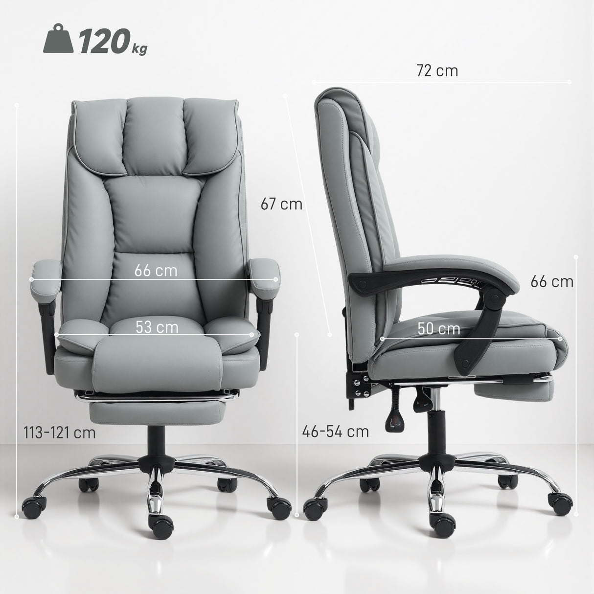 Faux Leather Home And Office Chair 66cm Wide With Footrest And Double Layer Padding - Velmora