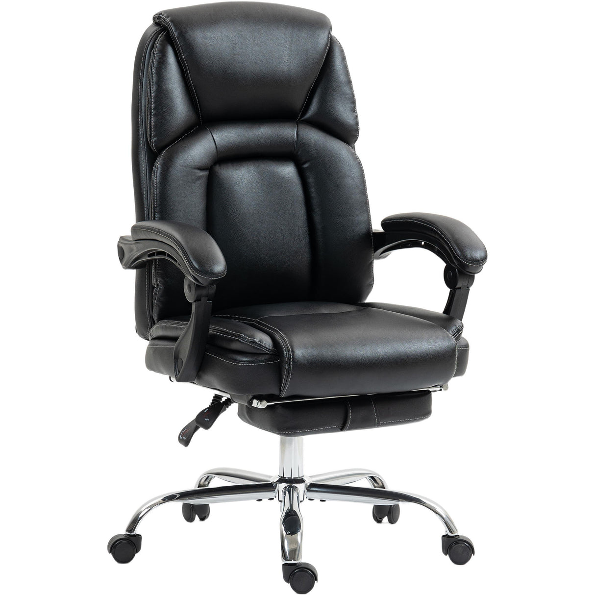Faux Leather Home And Office Chair 66cm Wide With Footrest And Wheels - Velmora