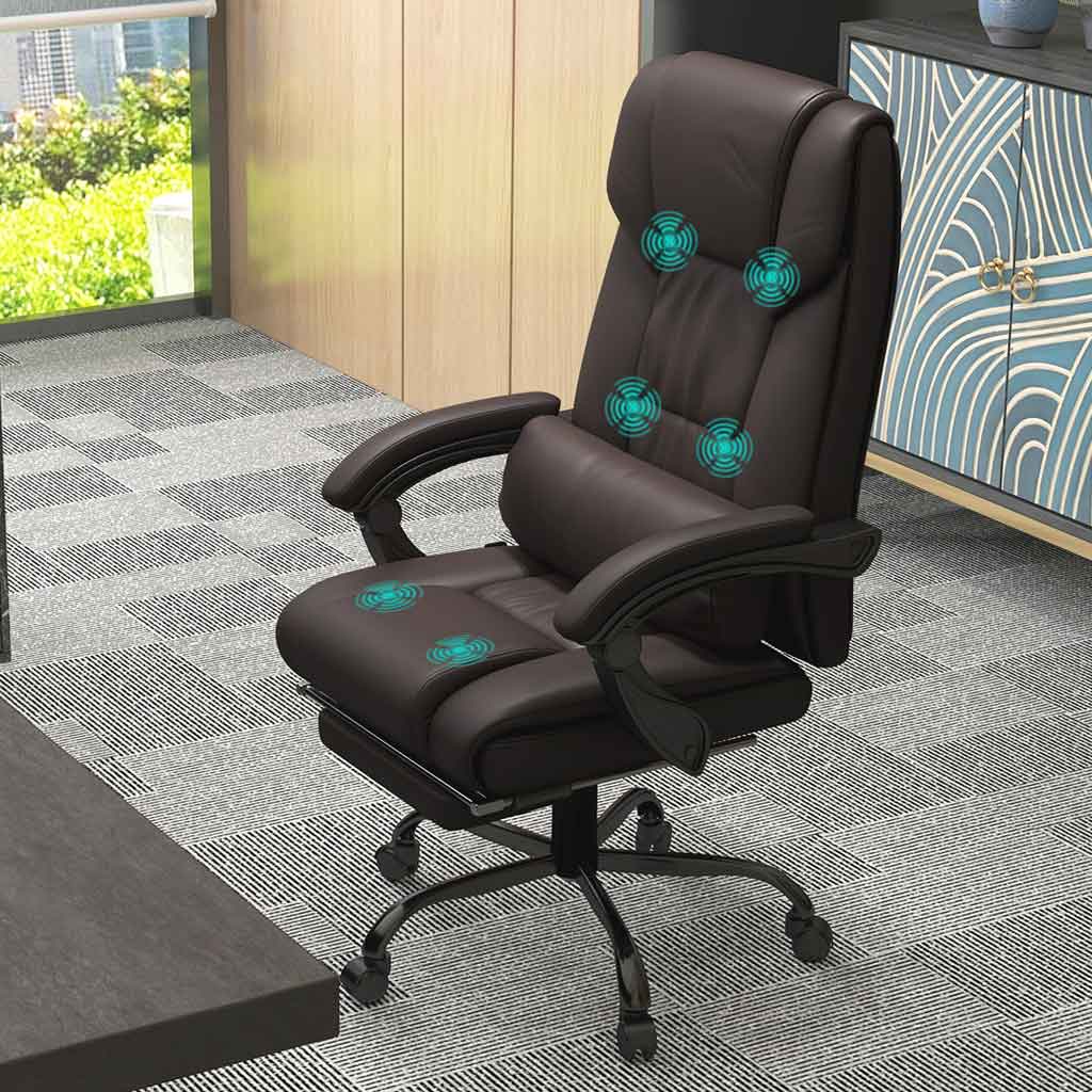 Faux Leather Home And Office Chair 66cm Wide With Footrest - Velmora