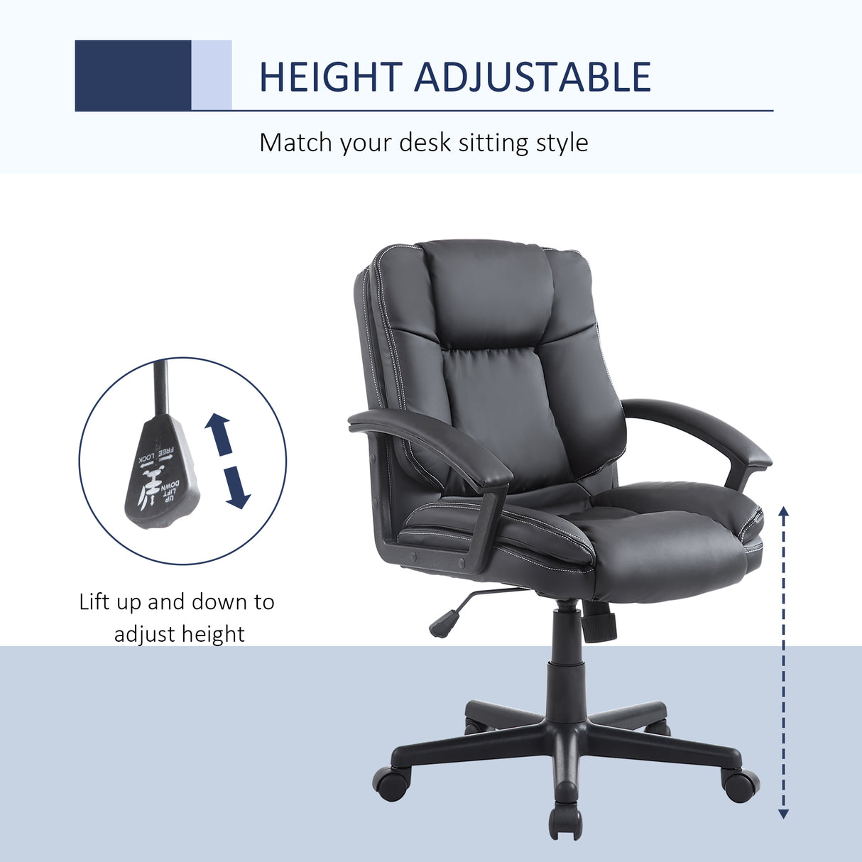 Faux Leather Home And Office Chair 67cm Wide - Velmora