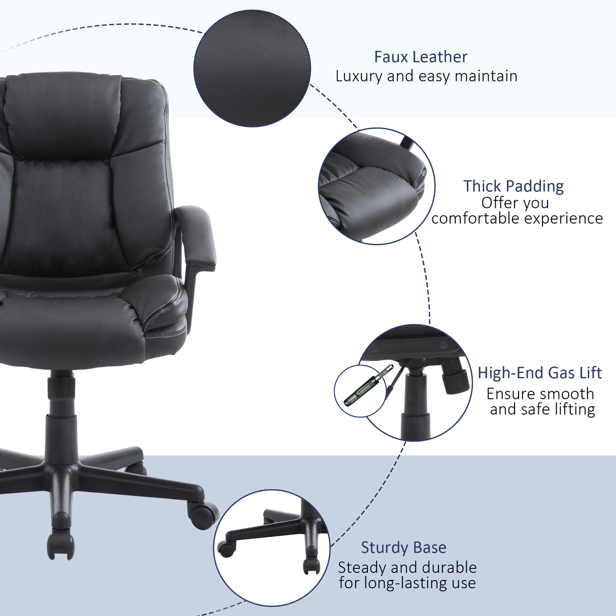 Faux Leather Home And Office Chair 67cm Wide - Velmora