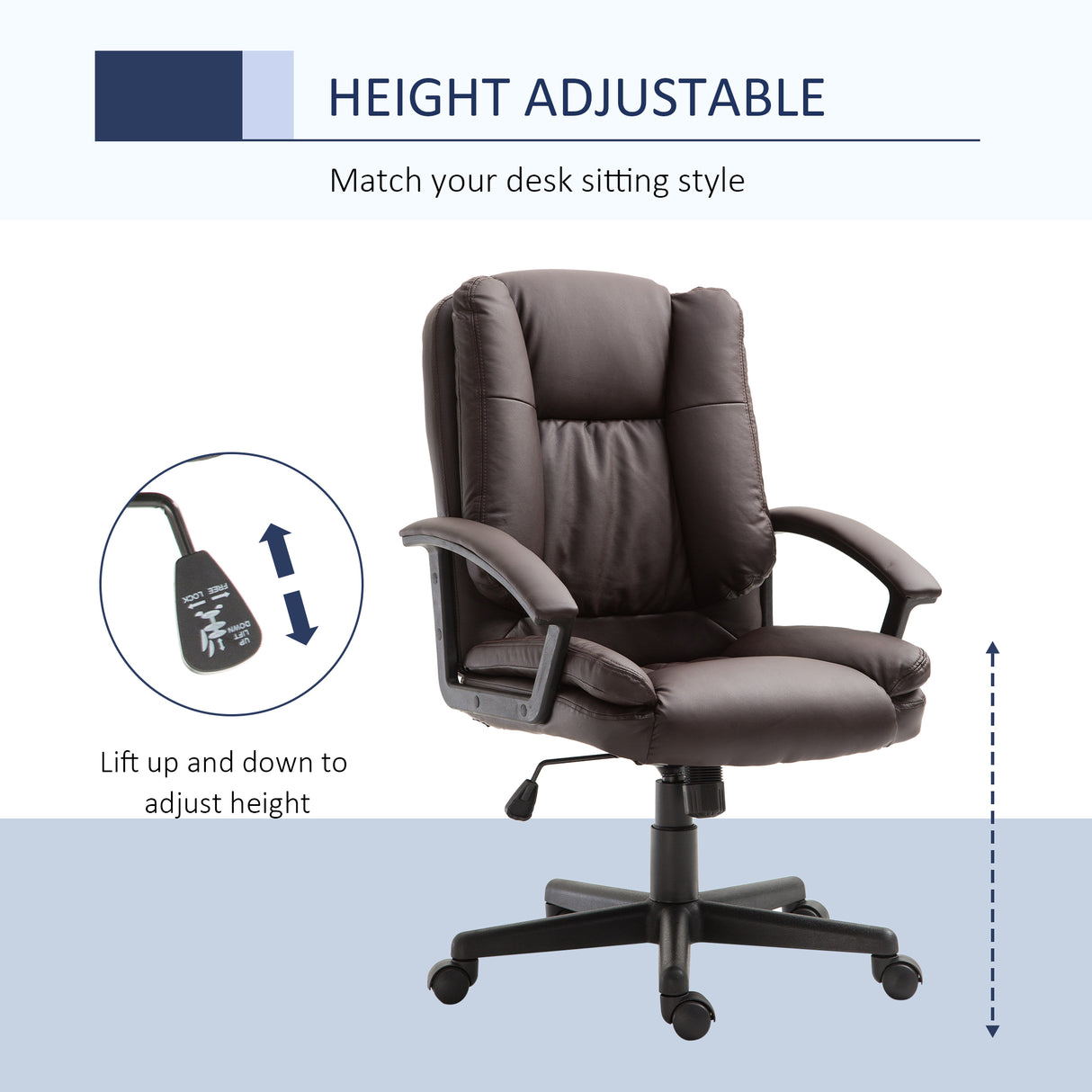 Faux Leather Home And Office Chair 67cm Wide - Velmora
