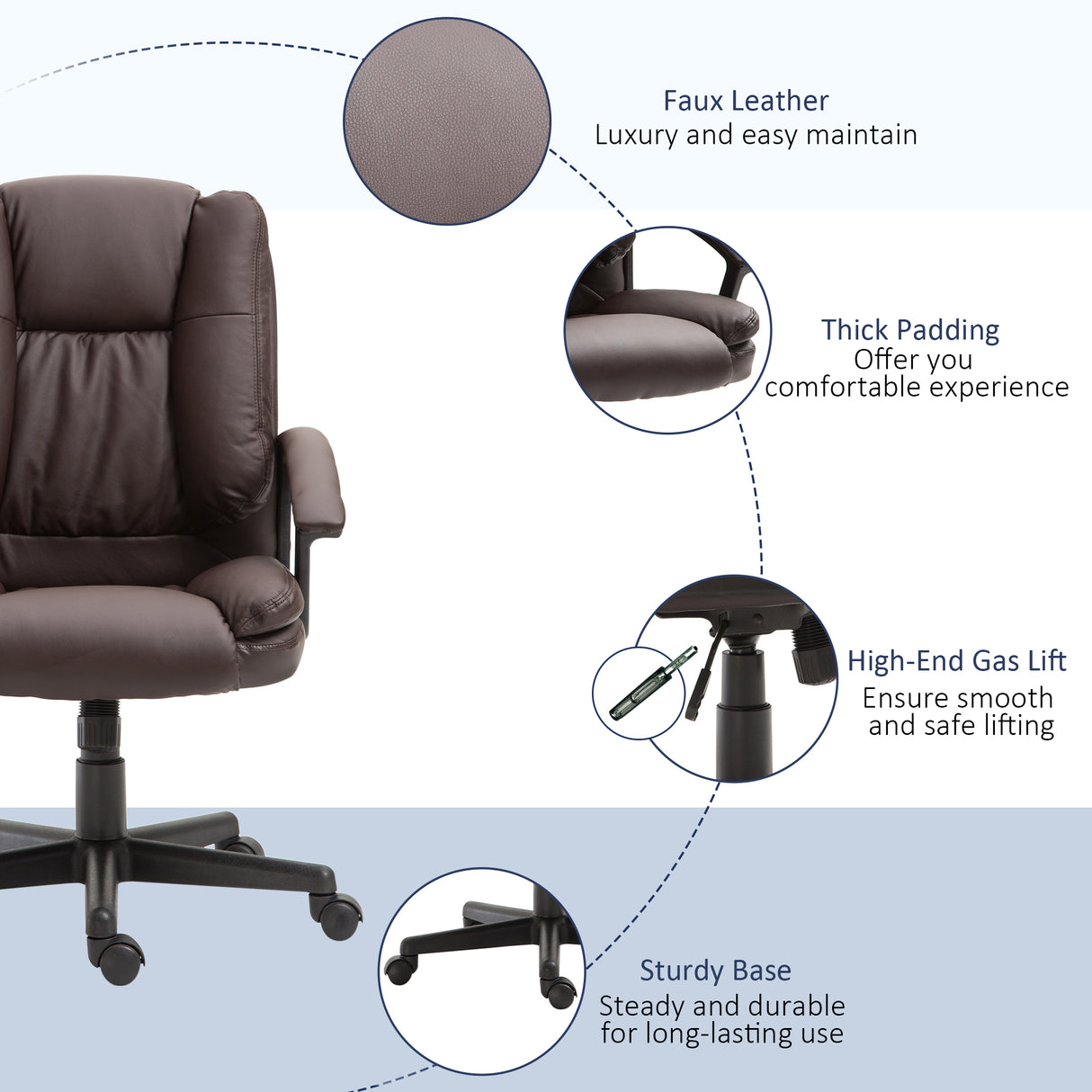 Faux Leather Home And Office Chair 67cm Wide - Velmora