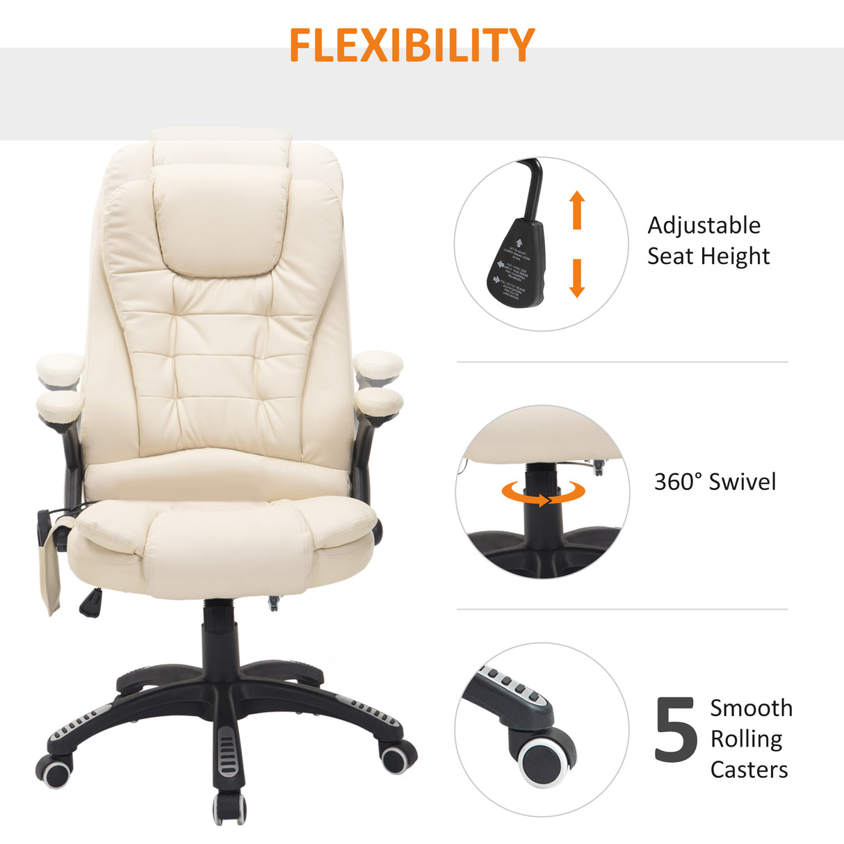 Faux Leather Home And Office Chair 68cm Wide With Armrest - Velmora