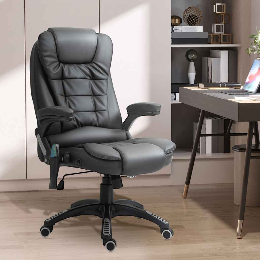 Faux Leather Home And Office Chair 68cm Wide With Armrest - Velmora