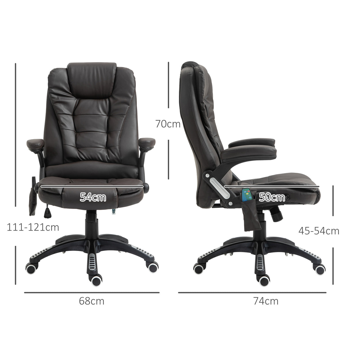 Faux Leather Home And Office Chair 68cm Wide With Armrest - Velmora
