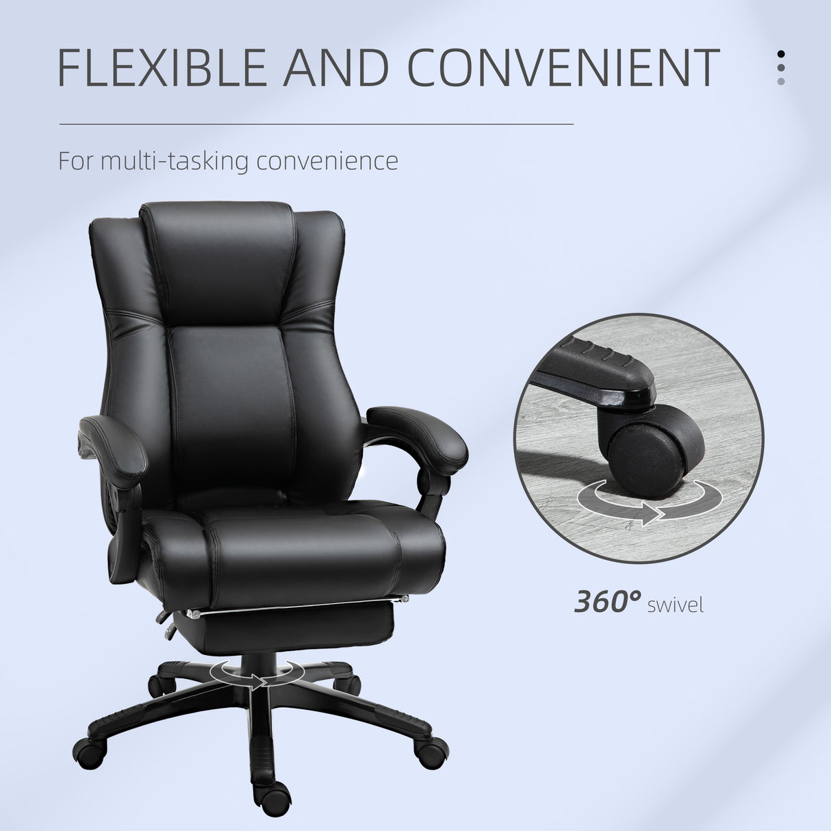 Faux Leather Home And Office Chair 68cm Wide With Footrest - Velmora