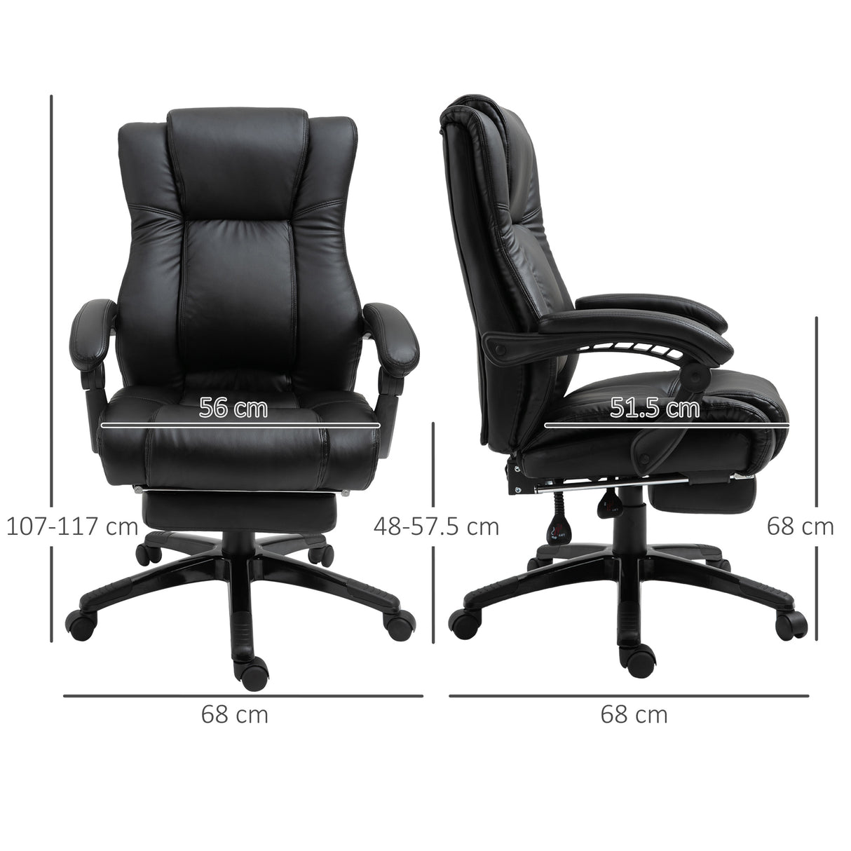 Faux Leather Home And Office Chair 68cm Wide With Footrest - Velmora