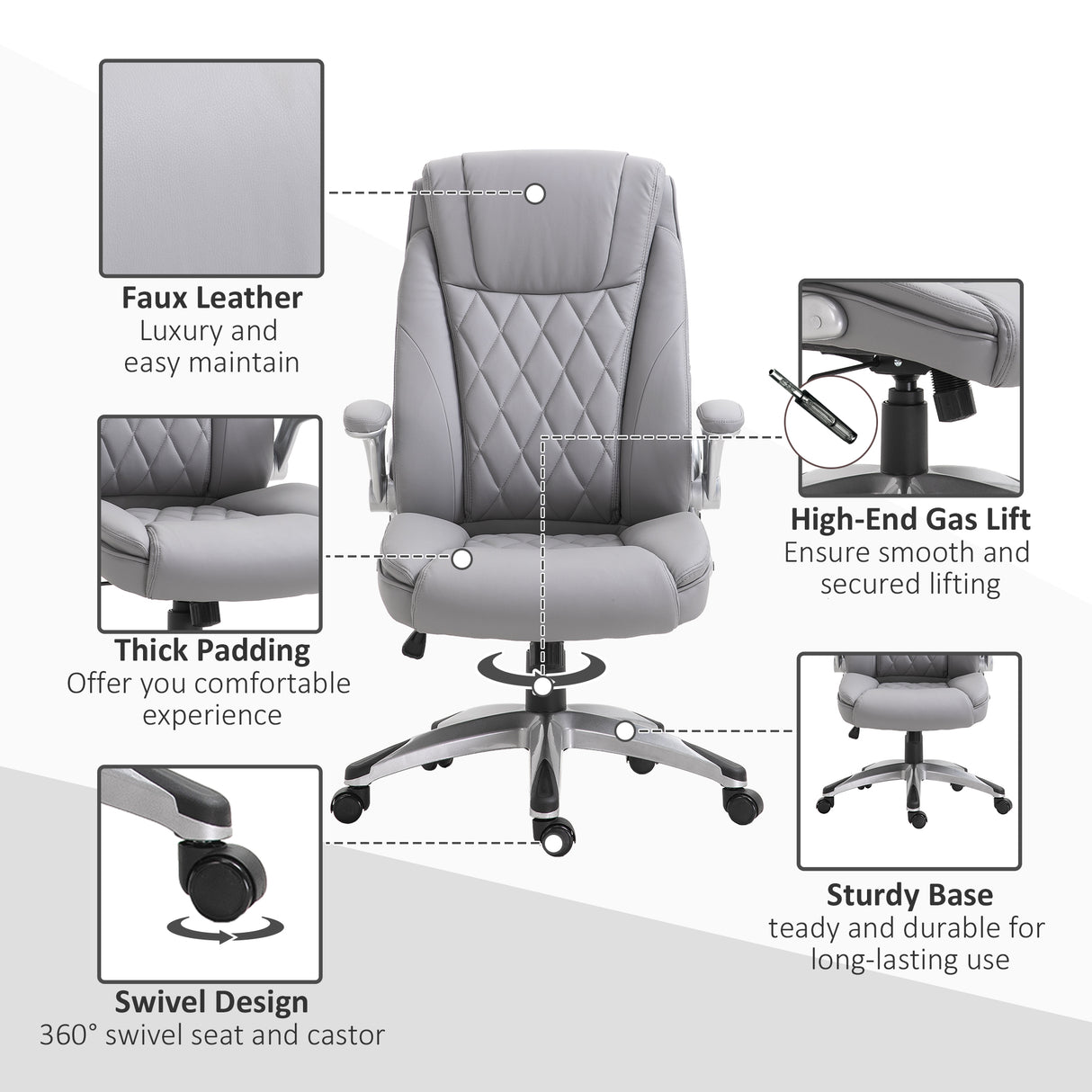 Faux Leather Home And Office Chair 70cm Wide - Velmora