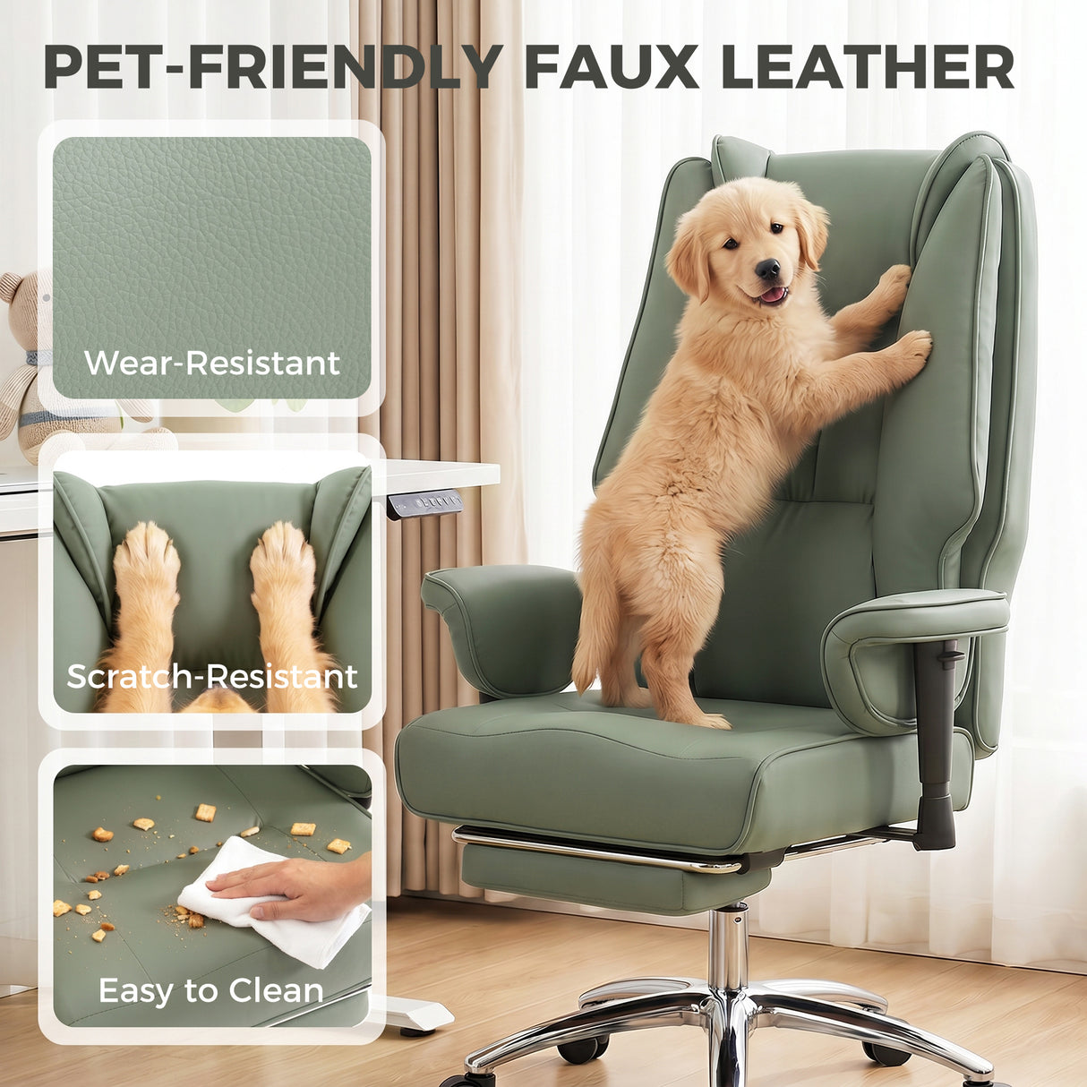Faux Leather Home And Office Chair 78cm Wide With Footrest - Velmora
