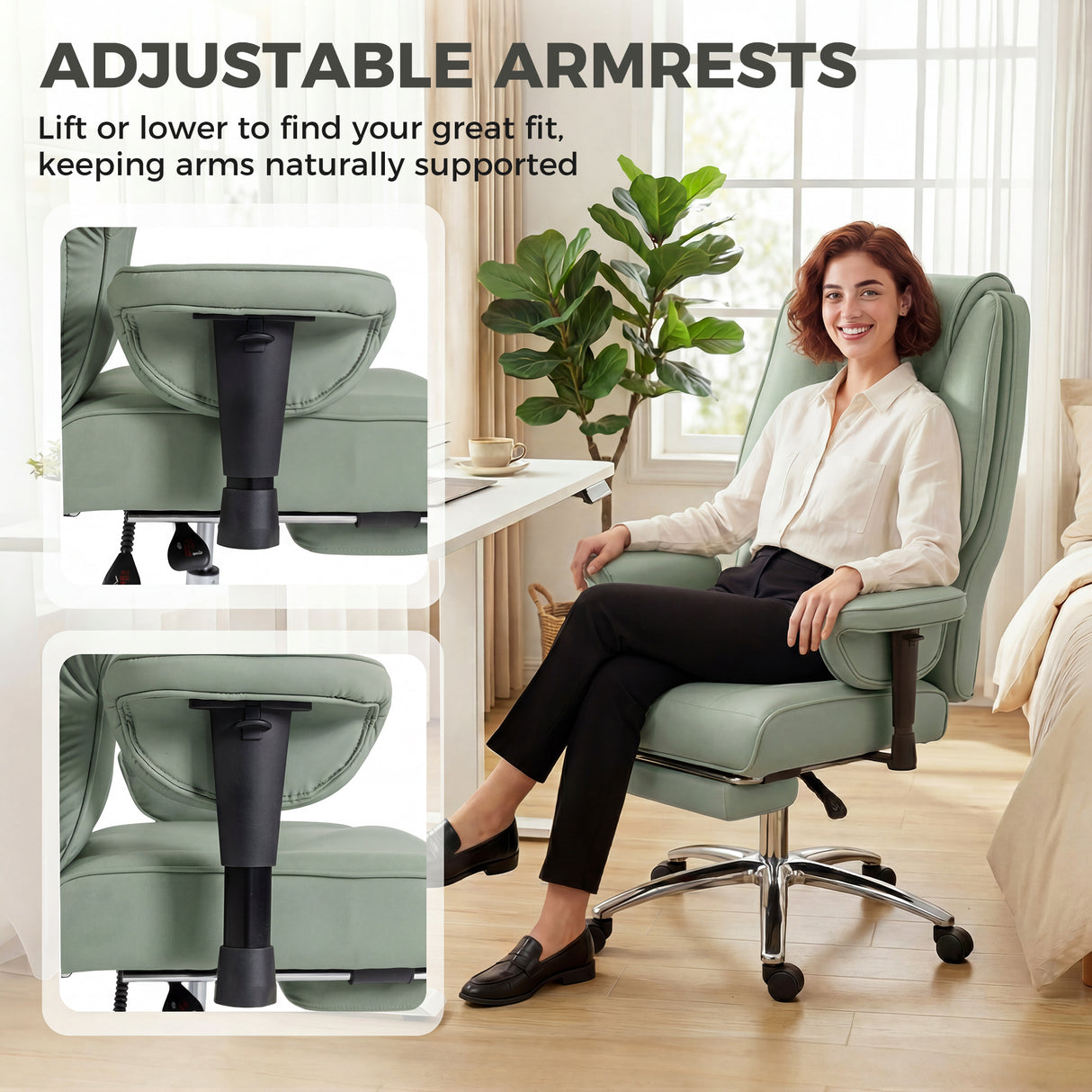 Faux Leather Home And Office Chair 78cm Wide With Footrest - Velmora