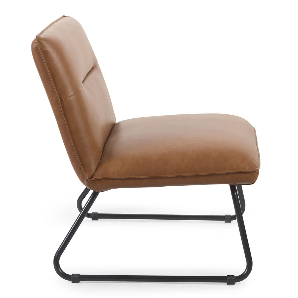 Faux Leather Lounge Chair With Metal Legs - Saxon