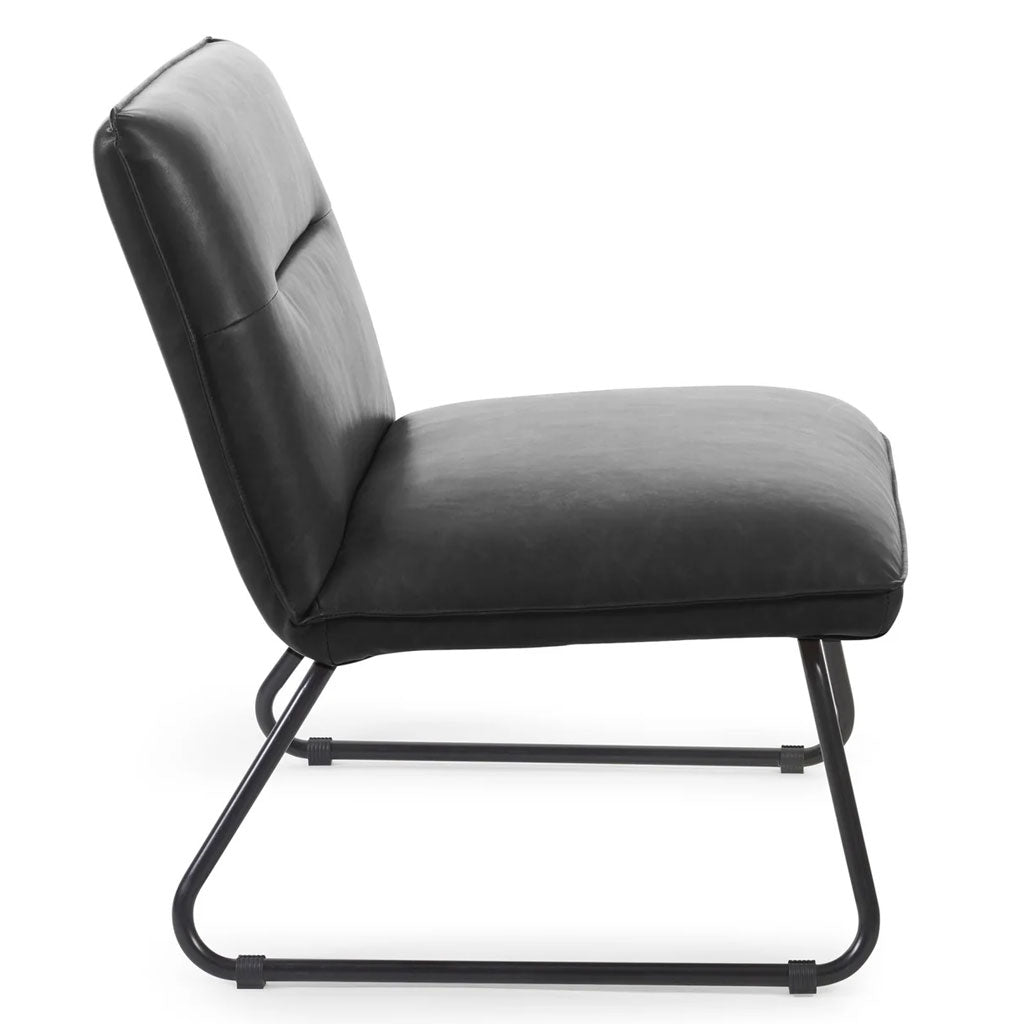 Faux Leather Lounge Chair With Metal Legs - Saxon