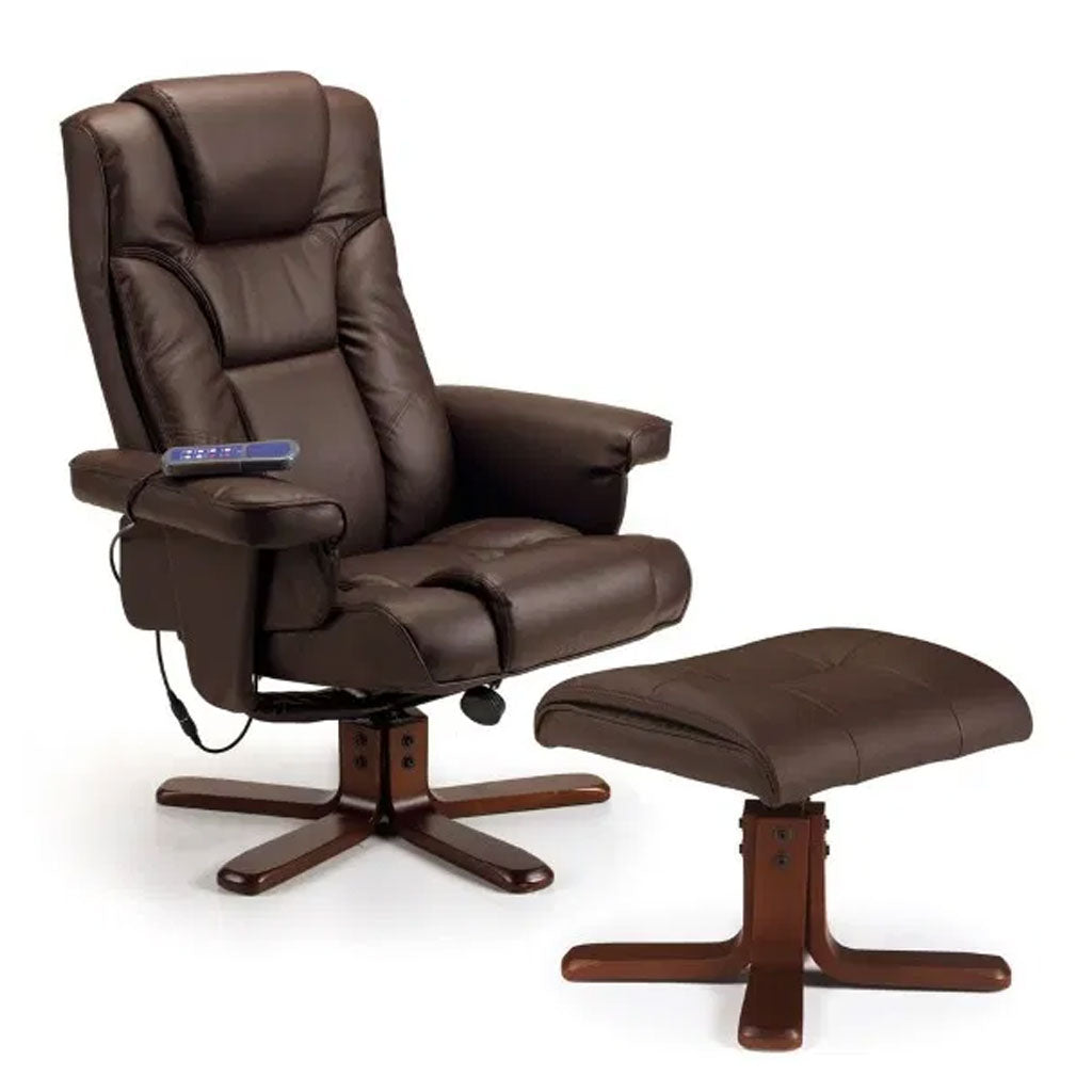 Faux Leather Massage Recliner Chair With Stool - Malmo