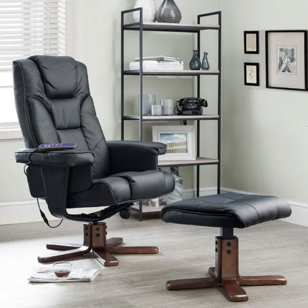 Faux Leather Massage Recliner Chair With Stool - Malmo