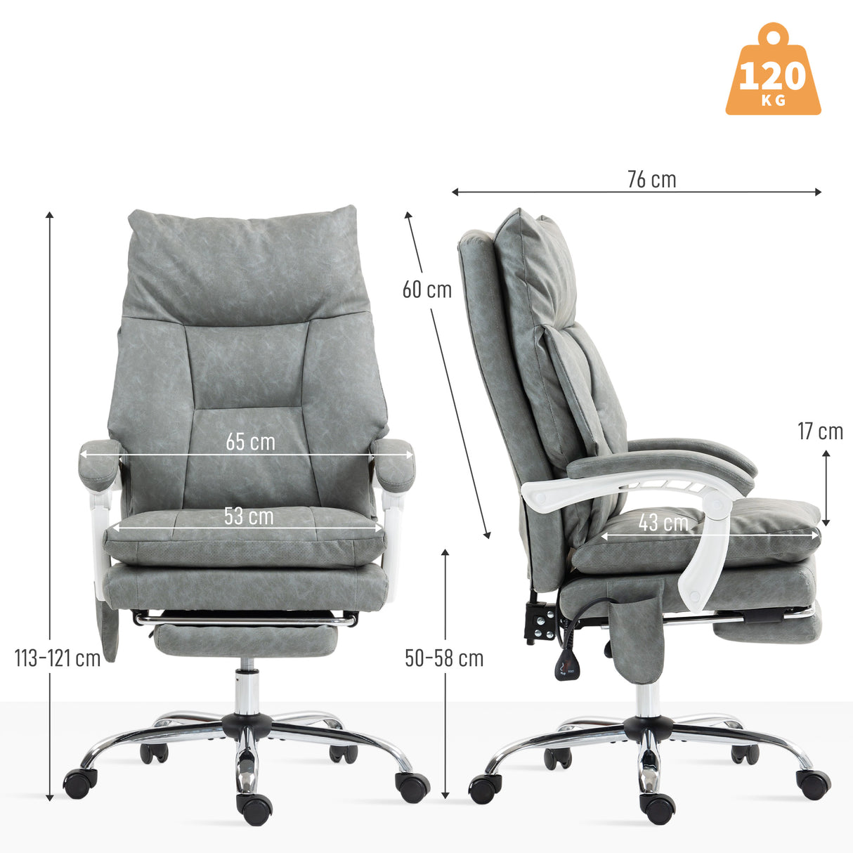Faux Leather Office Chair 65cm Wide - Velmora