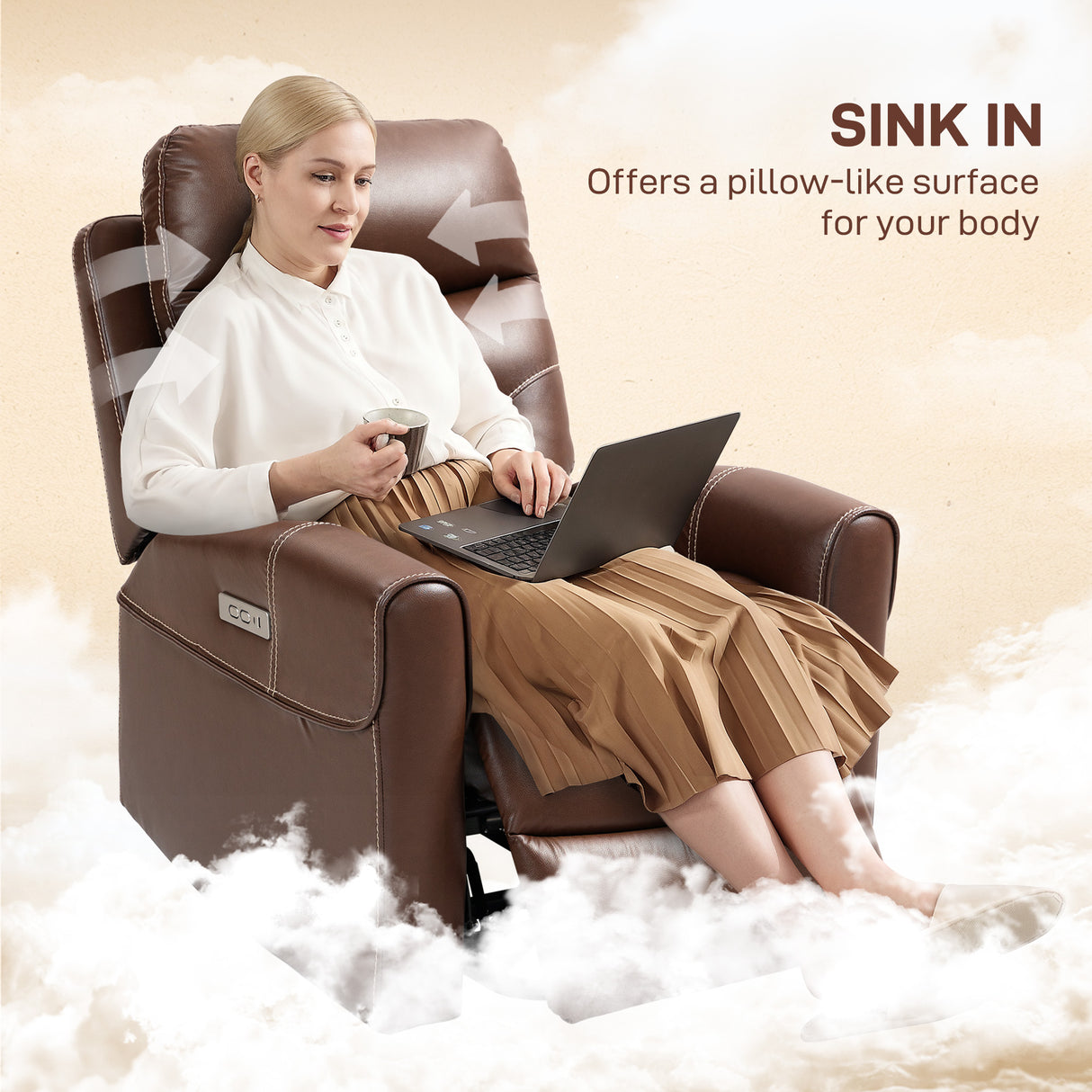 Faux Leather Recliner Chair 107cm Wide With Footrest - Velmora
