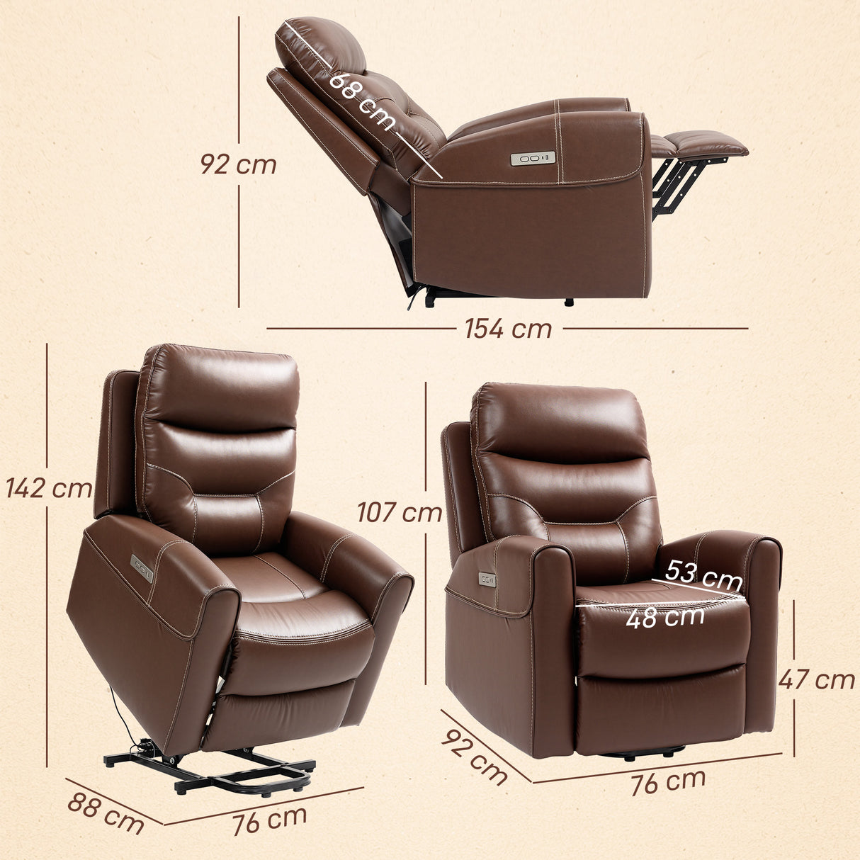 Faux Leather Recliner Chair 107cm Wide With Footrest - Velmora