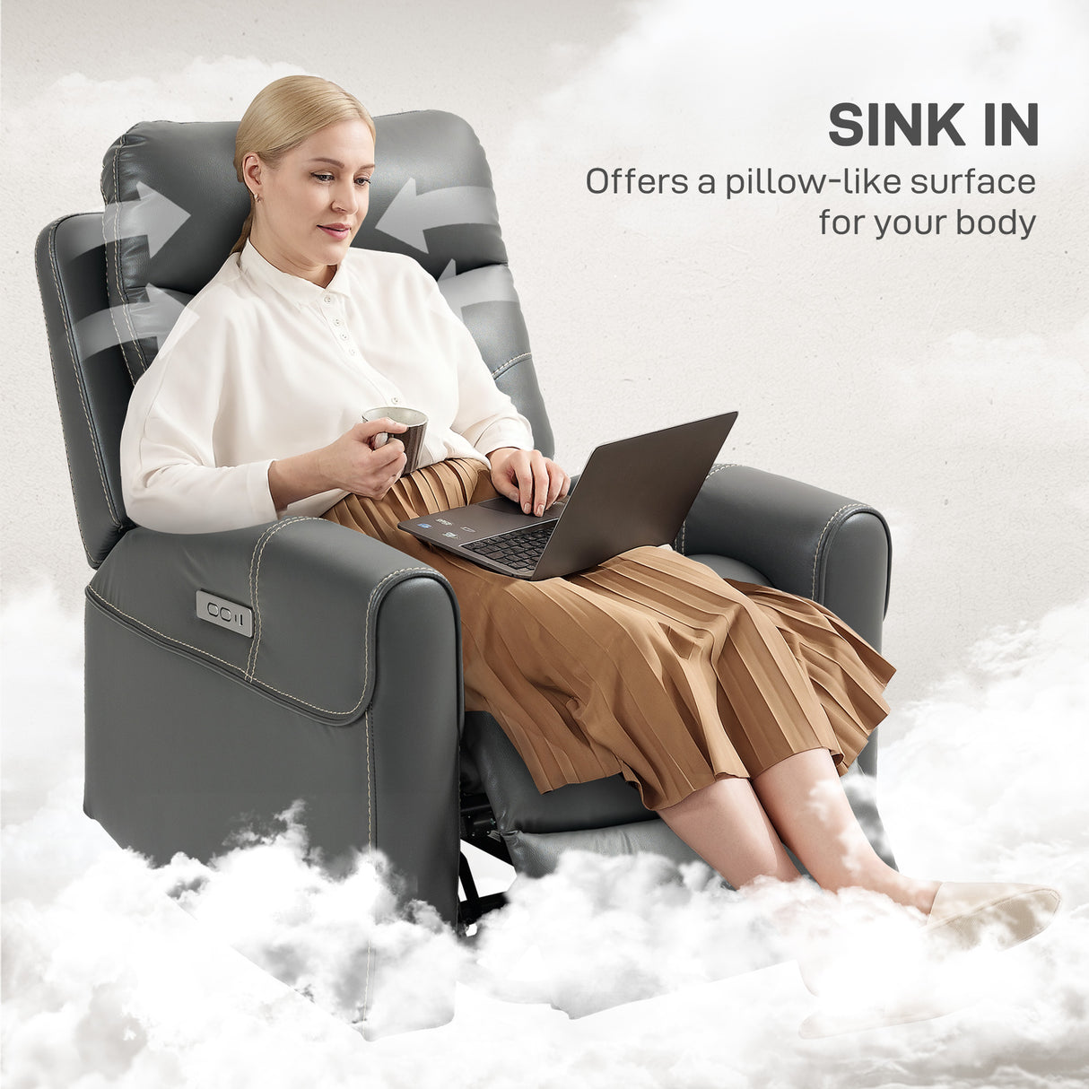 Faux Leather Recliner Chair 107cm Wide With Footrest - Velmora