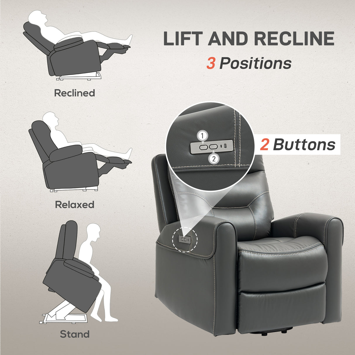 Faux Leather Recliner Chair 107cm Wide With Footrest - Velmora