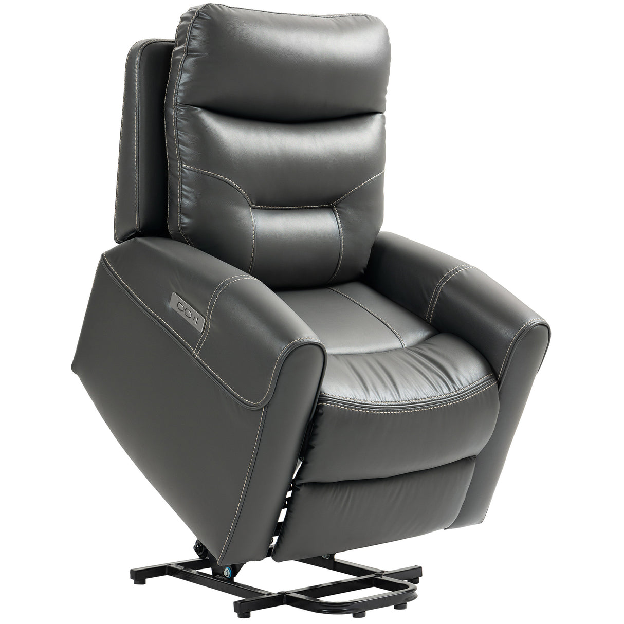 Faux Leather Recliner Chair 107cm Wide With Footrest - Velmora