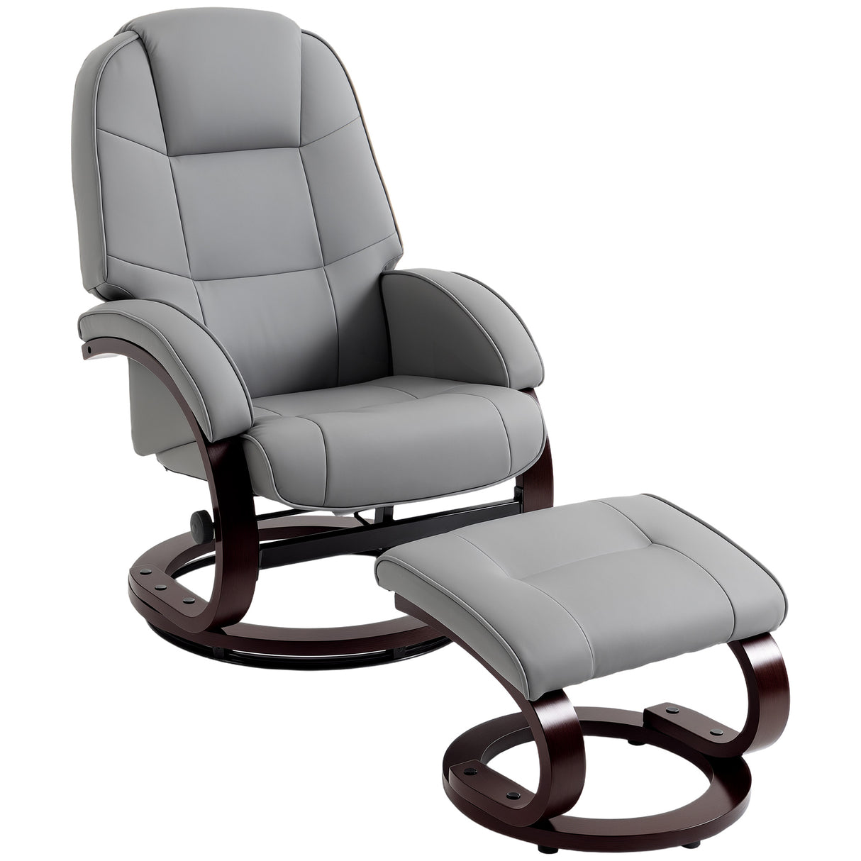 Faux Leather Recliner Chair 66cm Wide With Footstool - Velmora