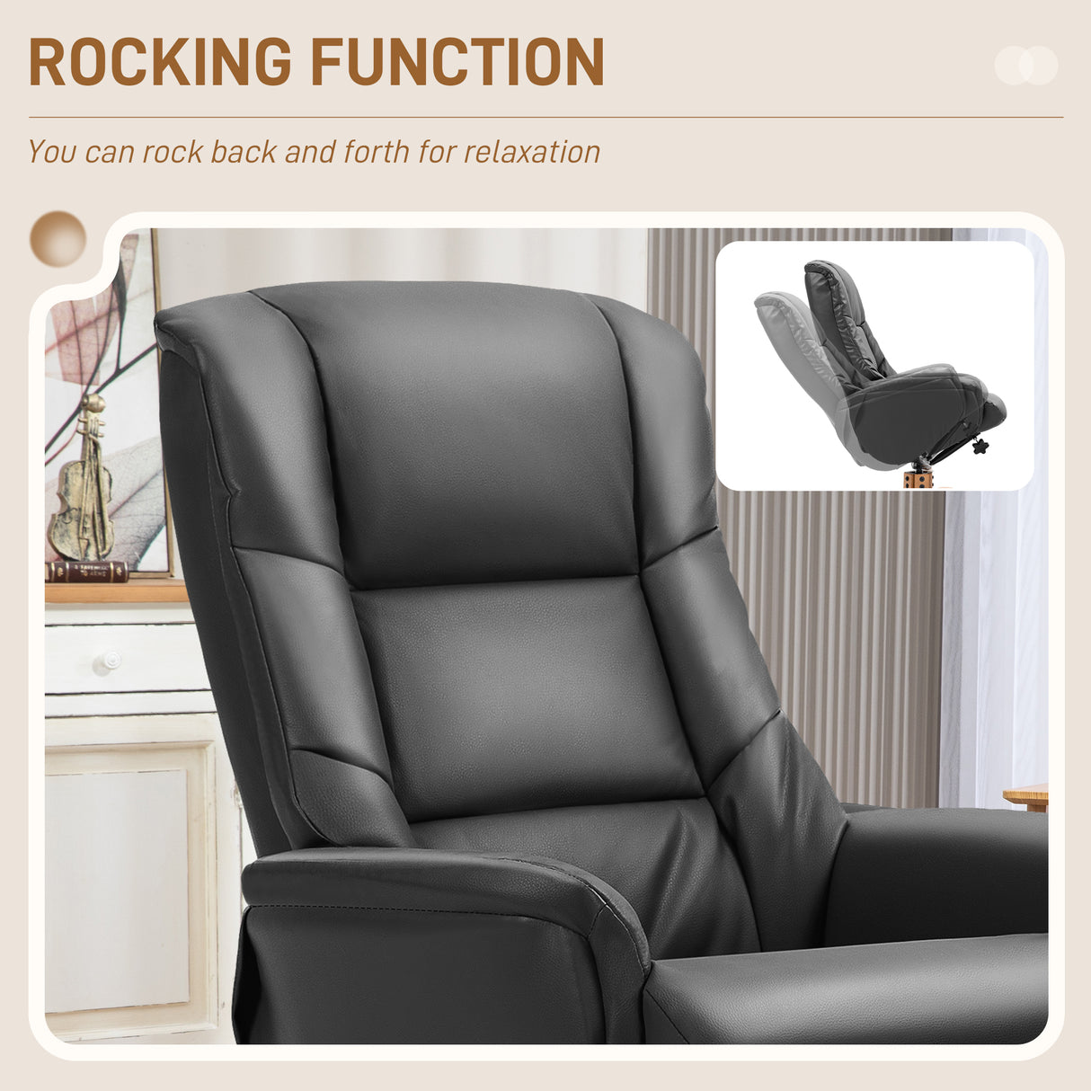 Faux Leather Recliner Chair 71cm Wide With Footstool - Velmora