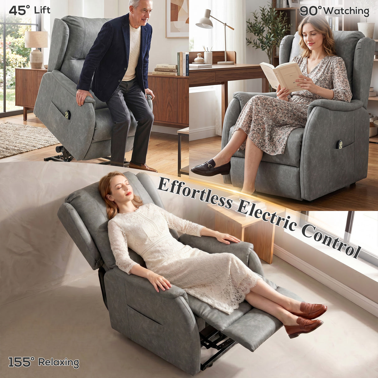 Faux Leather Recliner Chair 76cm Wide With Footrest - Velmora