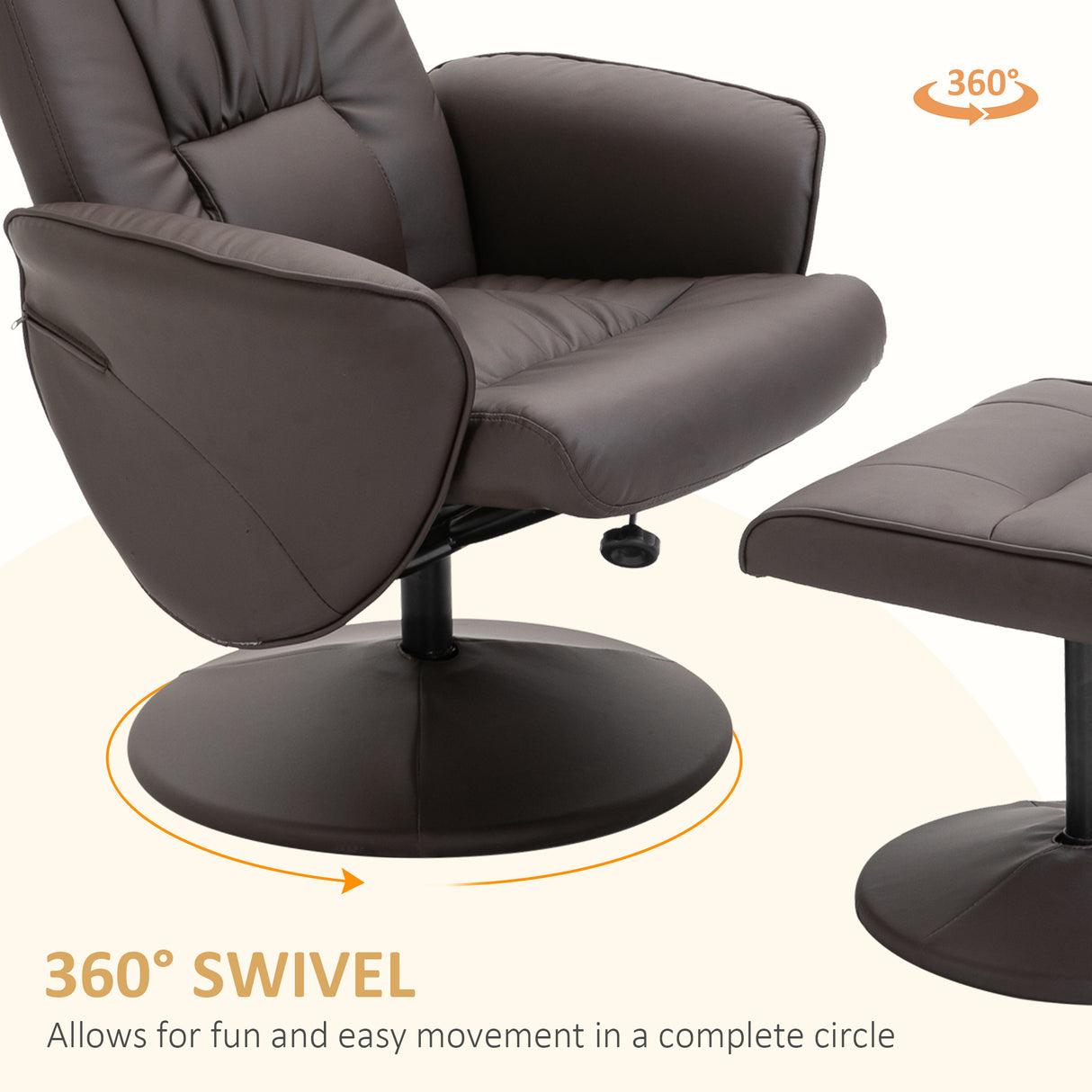 Faux Leather Recliner Chair 76cm Wide With Footstool - Velmora