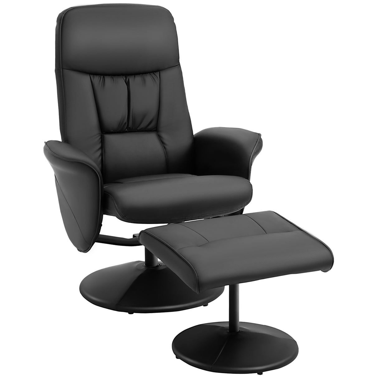 Faux Leather Recliner Chair 76cm Wide With Footstool - Velmora
