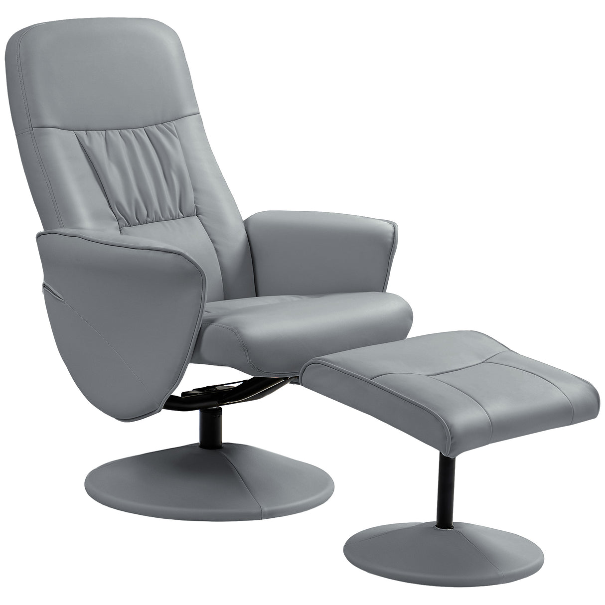 Faux Leather Recliner Chair 76cm Wide With Footstool - Velmora
