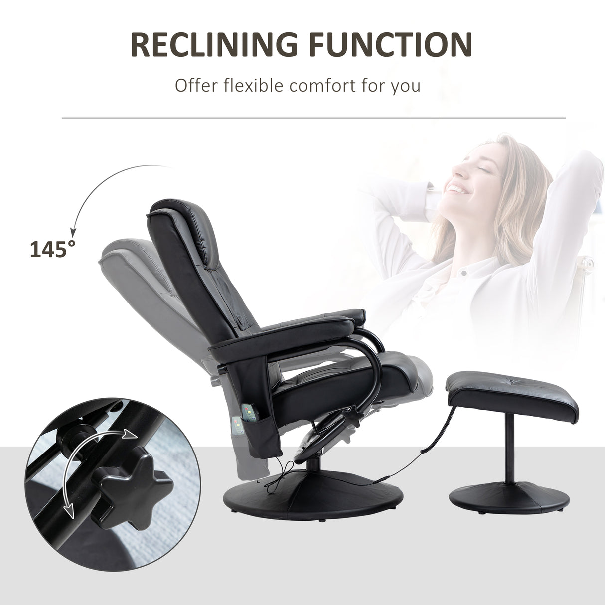 Faux Leather Recliner Chair 77cm Wide With Footstool - Velmora