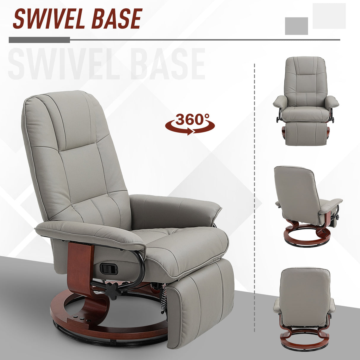 Faux Leather Recliner Chair 78cm Wide With Footrest - Velmora