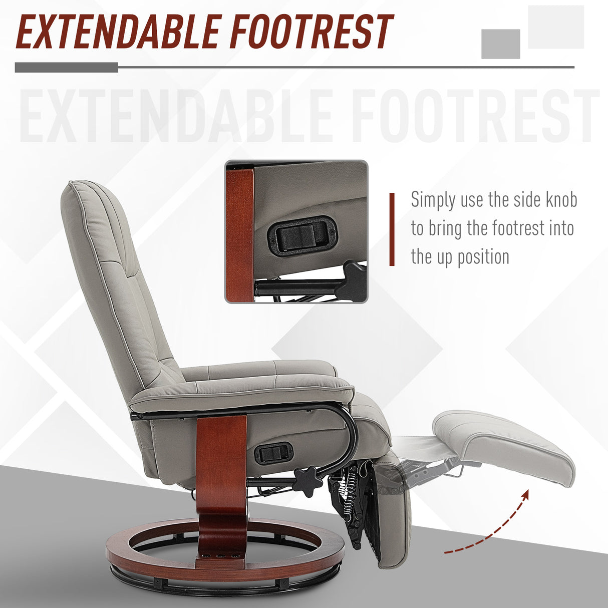 Faux Leather Recliner Chair 78cm Wide With Footrest - Velmora