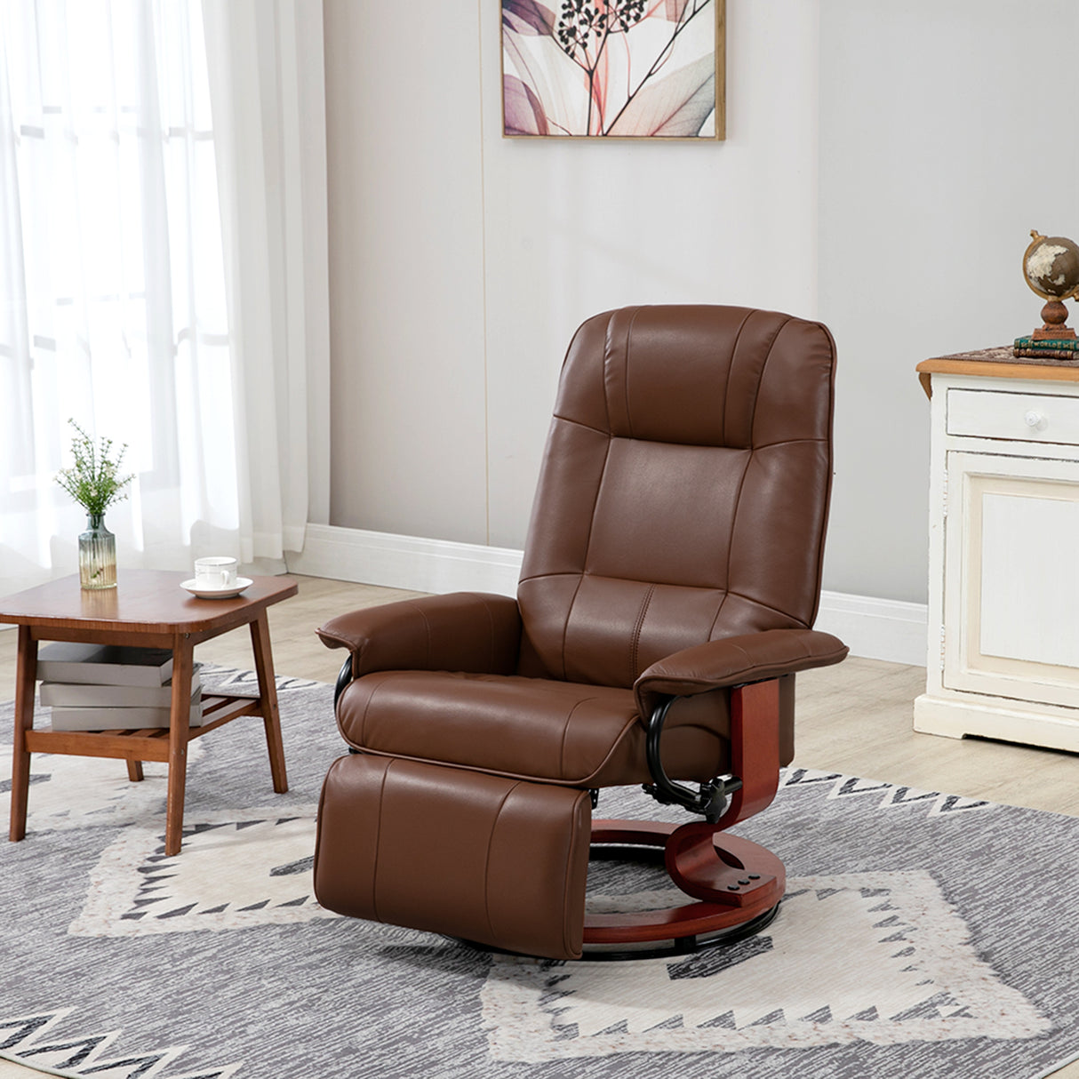Faux Leather Recliner Chair 78cm Wide With Footrest - Velmora