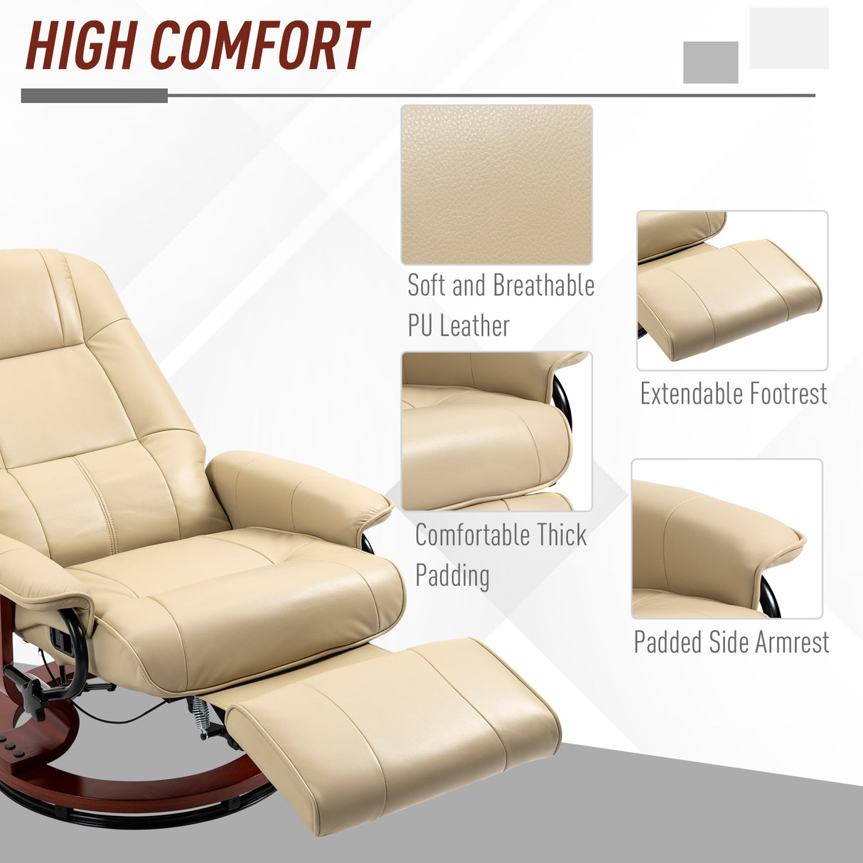 Faux Leather Recliner Chair 78cm Wide With Footrest - Velmora